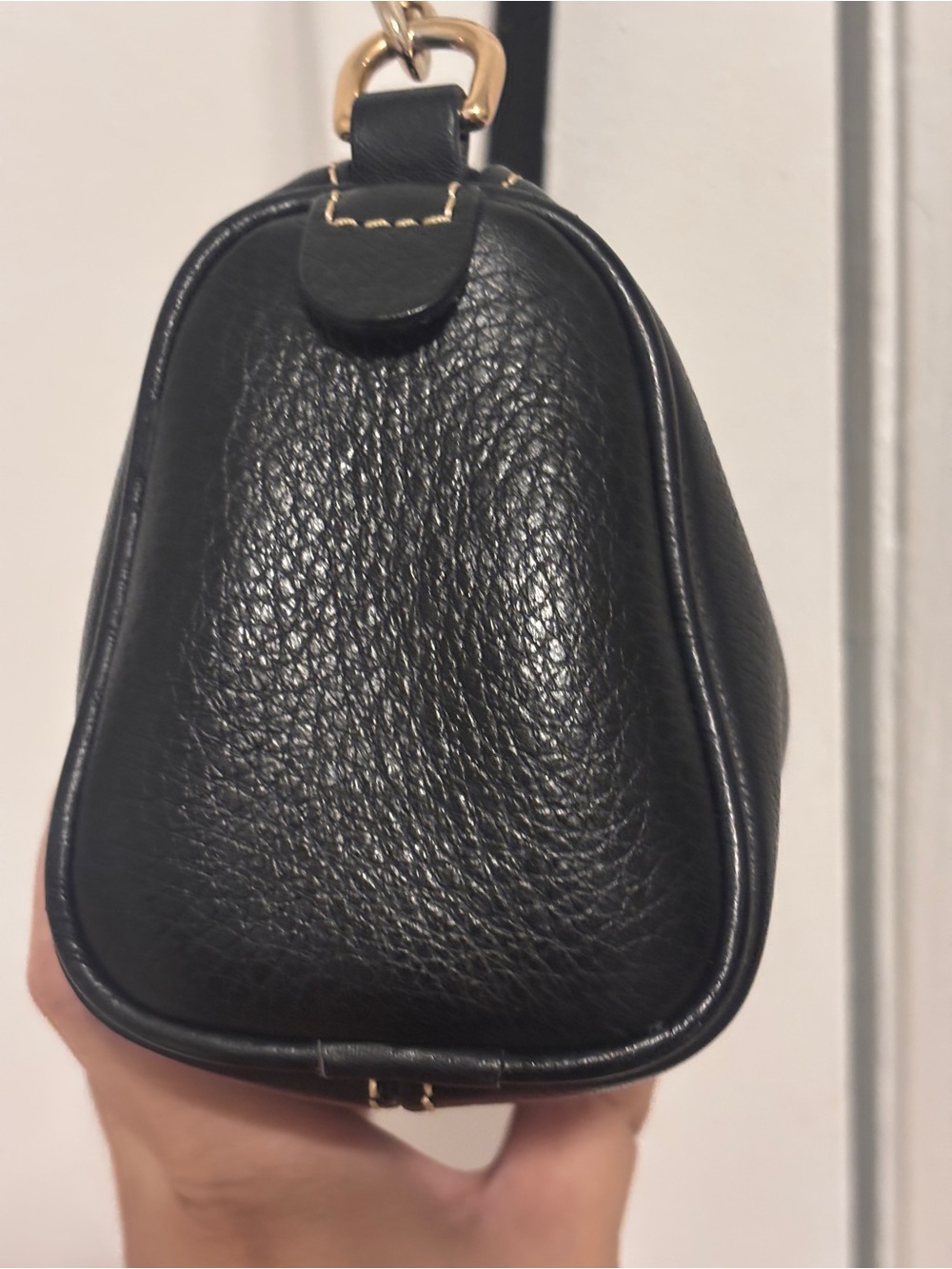 Dooney & Bourke Black Pebble Leather Mini Barrel Wristlet with Gold Hardware - Picture 5 of 11